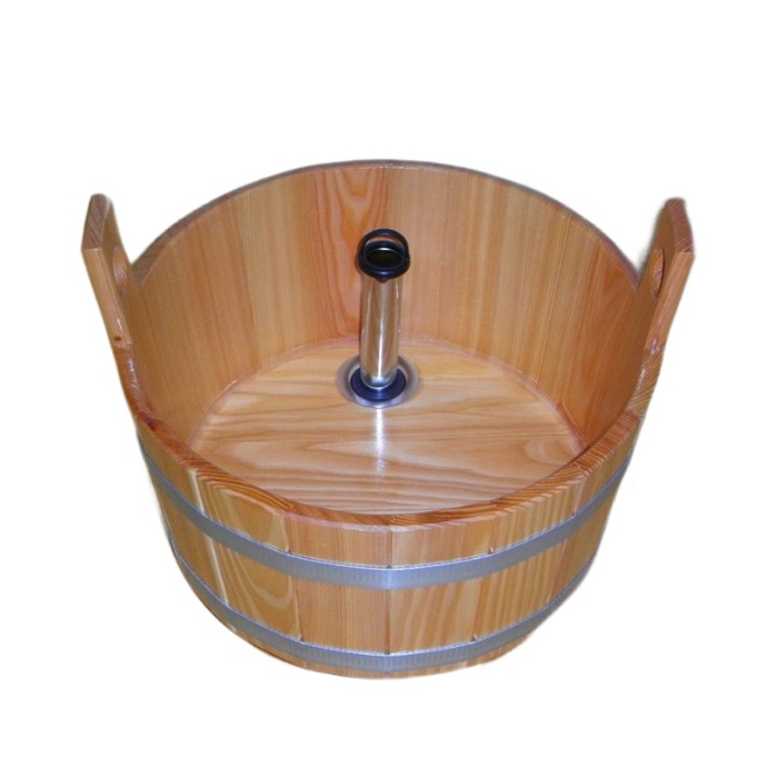 Деревянный таз Blumenberg 16 л из лиственницы со сливом и ножками