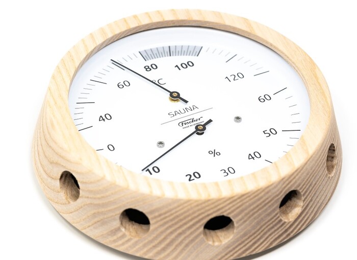Термометр-гигрометр для сауны Fischer в деревянном корпусе