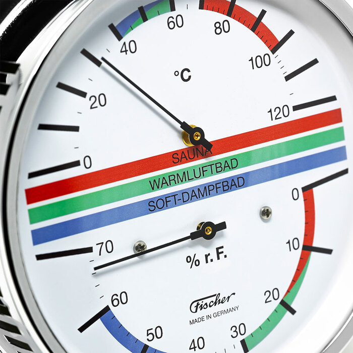Термометр-гигрометр для сауны Fischer в латунном корпусе